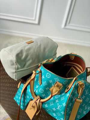 LV M21108 Louis Vuitton Speedy P9 Bandouliere 30 Bag Monogram Leather Fluorescent Lake Blue - Default Title - View 9