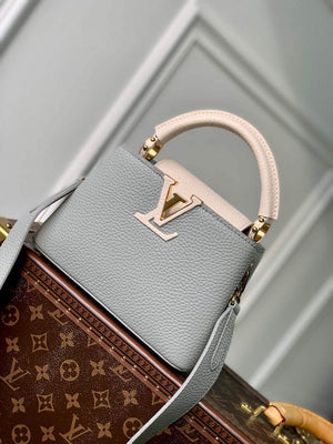 LV M21296 Louis Vuitton Capucines Mini Handbag Steeple Gray / Greige - Default Title - View 1