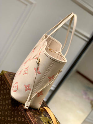 LV M21579 Louis Vuitton Neverfull MM Tote Bag M46649 Monogram Empreinte Leather Cream Pink - Default Title - View 3
