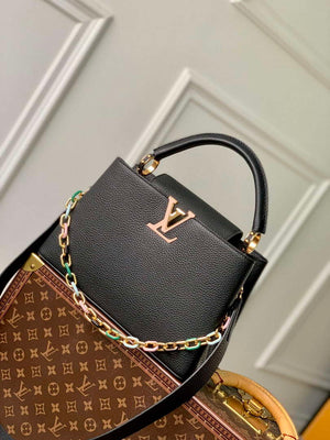LV M21641 Louis Vuitton Capucines MM Handbag Black - Default Title - View 1