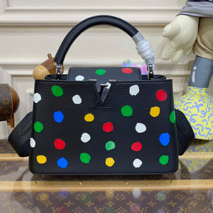 LV M21663 Louis Vuitton LV x YK Capucines MM Bag Black - Default Title - View 1