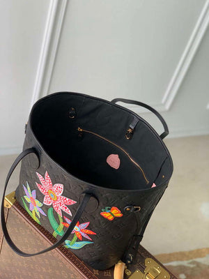 LV M21733 Louis Vuitton LV x YK Neverfull MM Bag Black - Default Title - View 4