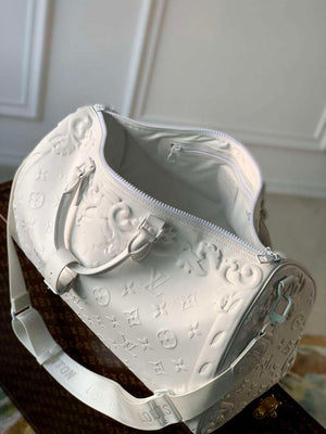 LV M21845 Louis Vuitton Keepall Bandouliere 50 Bag Optic White - Default Title - View 8