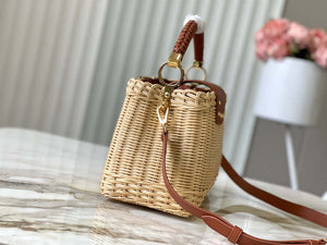LV M22173 Louis Vuitton Capucines BB Handbag Straw Leather Beige Tan - Default Title - View 3
