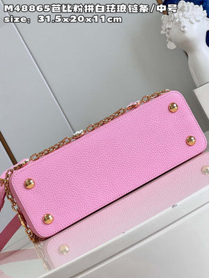 LV M22375 Louis Vuitton Capucines MM Rose Chamallow Pink - Default Title - View 6