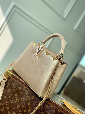 LV M22436 Louis Vuitton Capucines BB Handbag Griotte Pearlescent khaki - Default Title - View 3