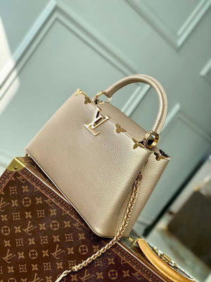 LV M22436 Louis Vuitton Capucines MM Handbag Griotte Pearlescent khaki - Default Title - View 2