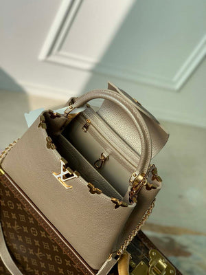 LV M22436 Louis Vuitton Capucines MM Handbag Griotte Pearlescent khaki - Default Title - View 7
