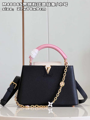 LV M22512 Louis Vuitton Capucines BB Bag Black and Pink - Default Title - View 1