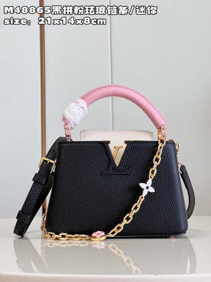 LV M22512 Louis Vuitton Capucines Mini Black and Pink - Default Title - View 1