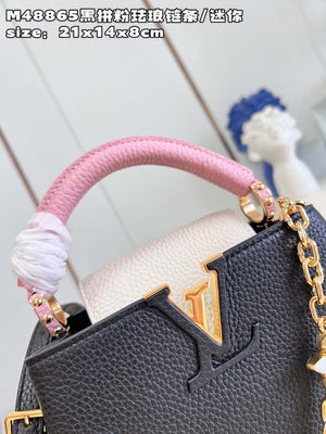 LV M22512 Louis Vuitton Capucines Mini Black and Pink - Default Title - View 3