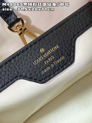 LV M22512 Louis Vuitton Capucines MM Black and Rose Pink - Default Title - View 9