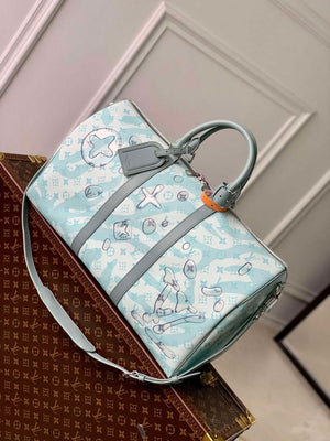 LV M22570 Louis Vuitton Keepall Bandouliere 50 Bag Crystal Blue - Default Title - View 1