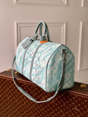 LV M22570 Louis Vuitton Keepall Bandouliere 50 Bag Crystal Blue - Default Title - View 3