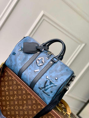 LV M22573 Louis Vuitton Keepall Bandouliere 35 Abyss Blue - Default Title - View 1