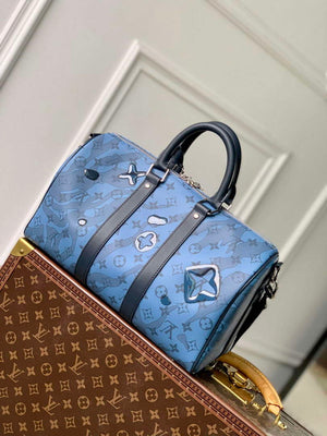 LV M22573 Louis Vuitton Keepall Bandouliere 35 Abyss Blue - Default Title - View 4
