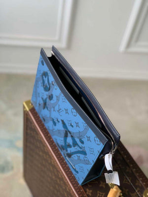 LV M22763 Louis Vuitton Pochette Voyage MM Bag Abyss Blue - Default Title - View 6