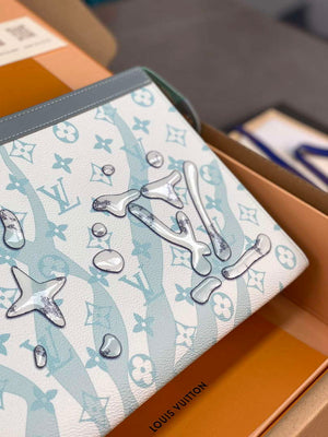 LV M22763 Louis Vuitton Pochette Voyage MM Bag Crystal Blue - Default Title - View 3