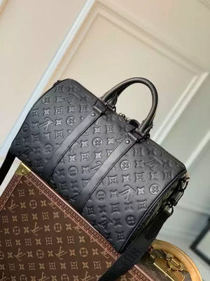 LV M22765 Louis Vuitton Keepall Bandouliere 35 Monogram Taurillon Black - Default Title - View 1