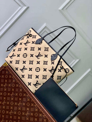 LV M22838 Louis Vuitton Neverfull MM Tote Bag Black - Default Title - View 1