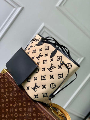 LV M22838 Louis Vuitton Neverfull MM Tote Bag Black - Default Title - View 2