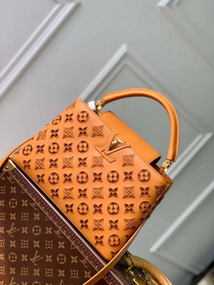LV M22863 Louis Vuitton Capucines MM Handbag Saffron Yellow - Default Title - View 1