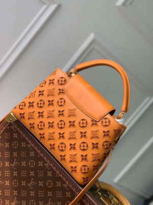 LV M22863 Louis Vuitton Capucines MM Handbag Saffron Yellow - Default Title - View 3