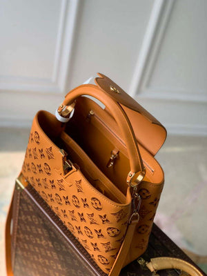 LV M22863 Louis Vuitton Capucines MM Handbag Saffron Yellow - Default Title - View 8