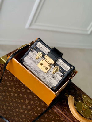LV M22895 Louis Vuitton Petite Malle Handbag White/Black - Default Title - View 3