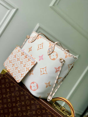 LV M22978 Louis Vuitton M22979 Neverfull MM Tote Bag Apricot - Default Title - View 2