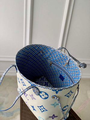 LV M22979 Louis Vuitton Neverfull MM Tote Bag Blue - Default Title - View 7