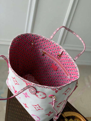 LV M22980 Louis Vuitton Neverfull MM Tote Bag Pink - Default Title - View 6