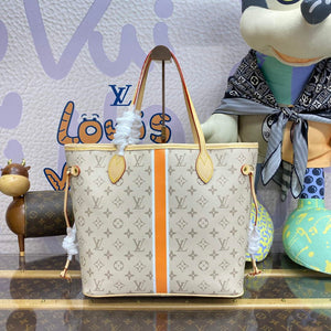 LV M23501 Louis Vuitton Neverfull MM Tote Bag Beige/Ochre - Default Title - View 2