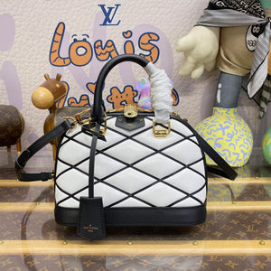 LV M23761 Louis Vuitton Alma BB Bag Black/White - Default Title - View 1