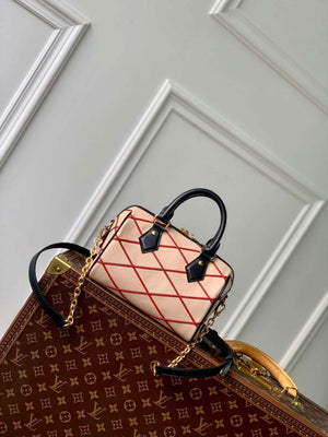 LV M24261 Louis Vuitton Speedy Bandouliere 20 Handbag Beige/Red - Default Title - View 3