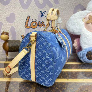 LV M24315 Louis Vuitton Keepall Bandouliere 45 Bag Blue - Default Title - View 3