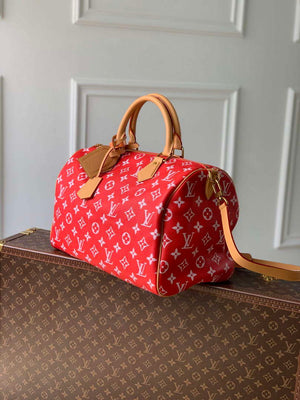 LV M24420 Louis Vuitton Speedy P9 Bandouliere 40 Bag Monogram Leather Red - Default Title - View 2