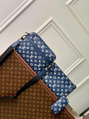 LV M24753 Louis Vuitton Trio Messenger Bag Ink Blue/White - Default Title - View 1