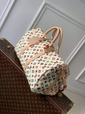 LV M24901 Louis Vuitton Keepall Bandouliere 50 Travel Bag White Multicolor - Default Title - View 3