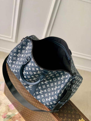 LV M24953 Louis Vuitton Keepall Bandouliere 50 Travel Bag Ink Blue/White - Default Title - View 9