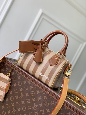 LV M28186 Louis Vuitton Speedy P9 Bandoulière 20 Bag Brown stripes - Default Title - View 1