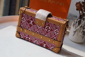 LV M40273 Louis Vuitton Petite Malle Bag Mini Monogram Jacquard Red - luxibagsmall