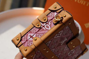 LV M40273 Louis Vuitton Petite Malle Bag Mini Monogram Jacquard Red - luxibagsmall