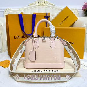 LV Louis Vuitton Alma BB Epi Handbag M40302 Nude with beige and Gray - Default Title - View 1