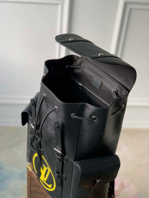 LV M41079 Louis Vuitton Christopher MM Epi Black With Yellow Logo - Default Title - View 8