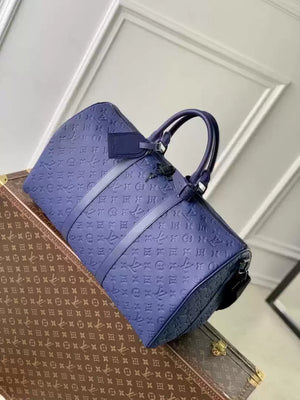 LV M44810 Louis Vuitton Keepall Bandouliere 50 Monogram shadow leather Navy Blue - Default Title - View 2