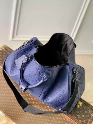LV M44810 Louis Vuitton Keepall Bandouliere 50 Monogram shadow leather Navy Blue - Default Title - View 9