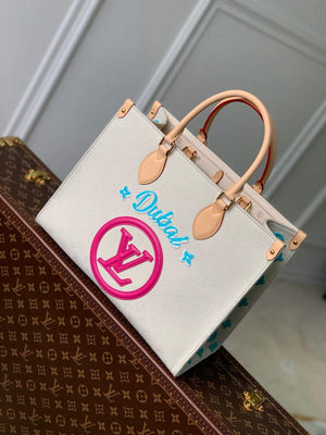 LV M46128 Louis Vuitton Onthego MM Tote Bag Yellow leather - Default Title - View 1