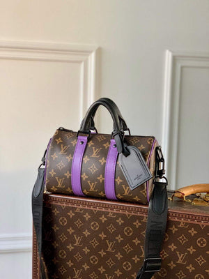 LV M46249 Louis Vuitton Keepall Bandouliere 25 Bag Purple - Default Title - View 1
