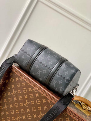 LV M46271 Louis Vuitton Keepall Bandouliere 25 Bag Black - Default Title - View 3